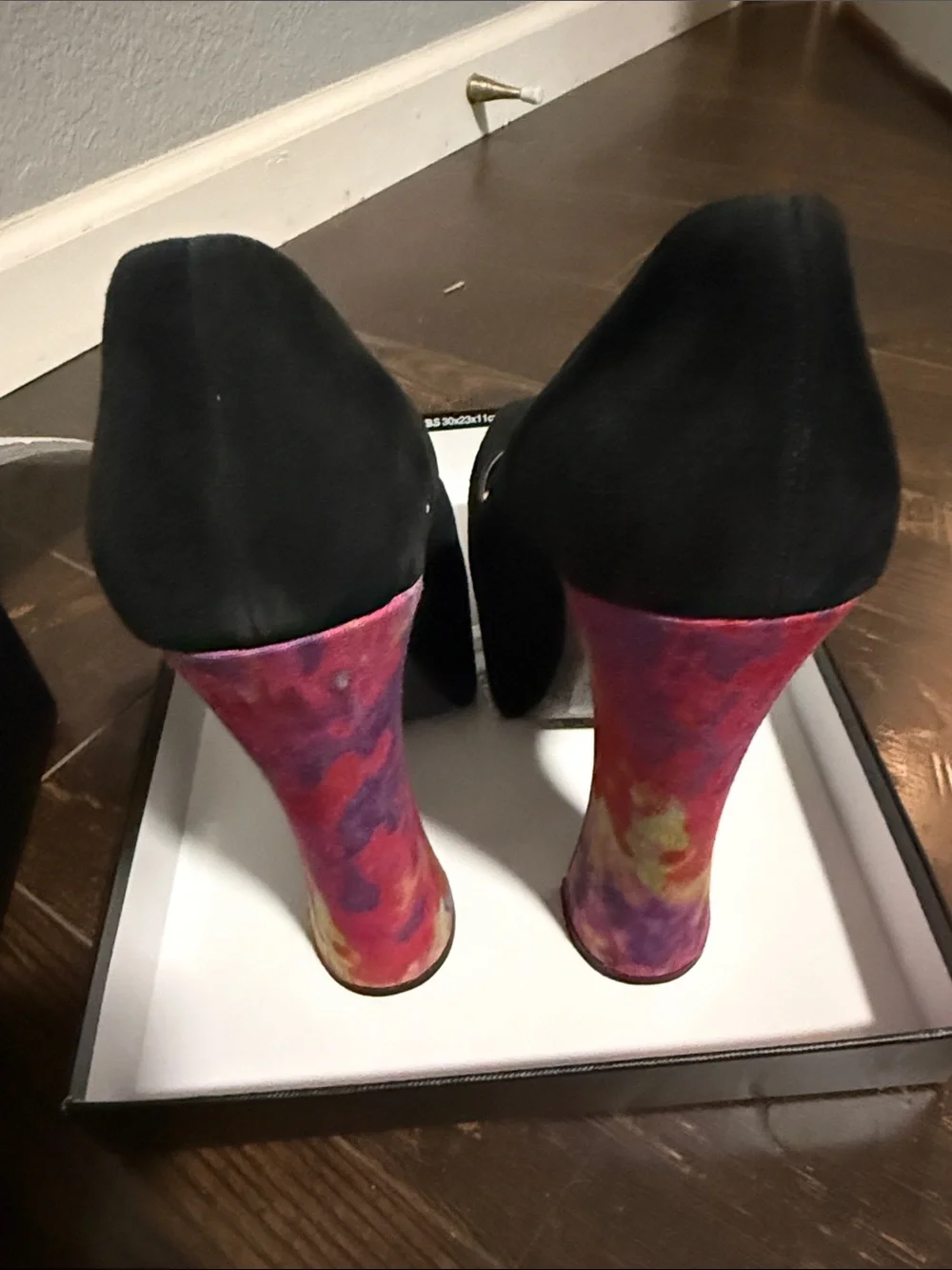 DV8 by Dolce Vita Black Suede Platform Pumps with Multicolor Tie-Dye Heel